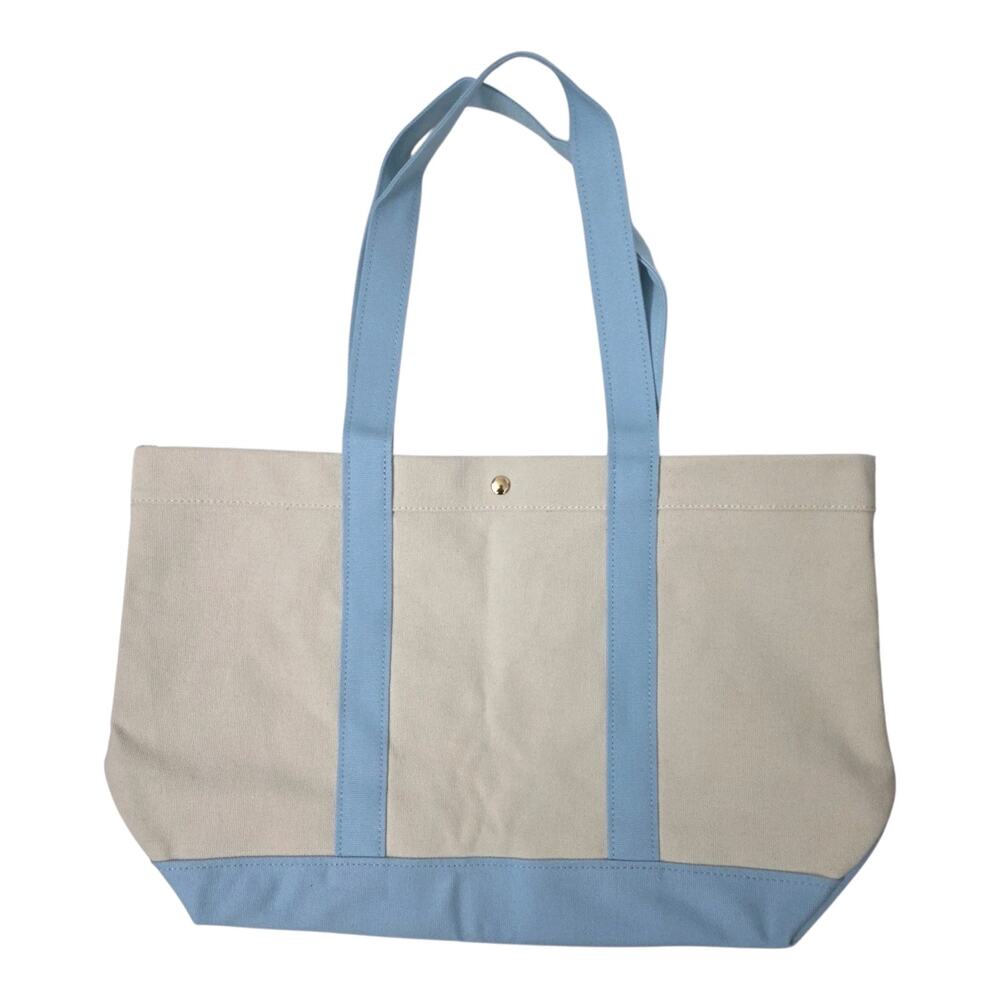 BaubleBar Away We Go Tote Bag New Fun Bag Blue And Cream Large - Picture 3 of 6